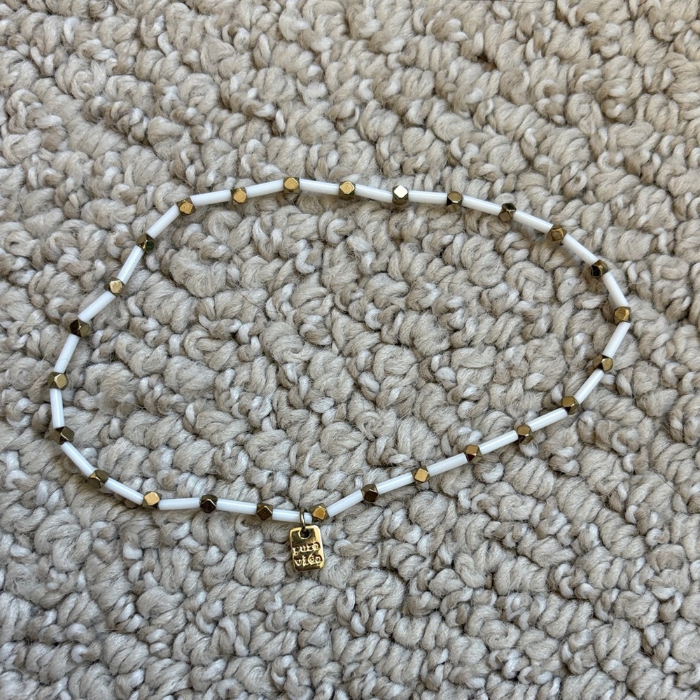 Pura Vida Gold and White Beaded Necklace